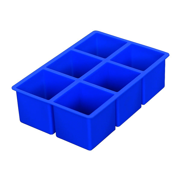 Ice cube mold with six compartments shown on a white background