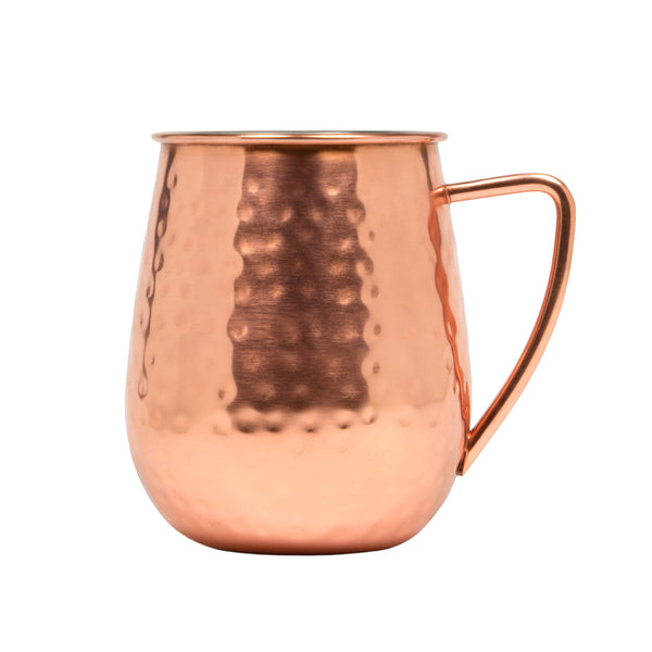 Copper mug with handle on white background