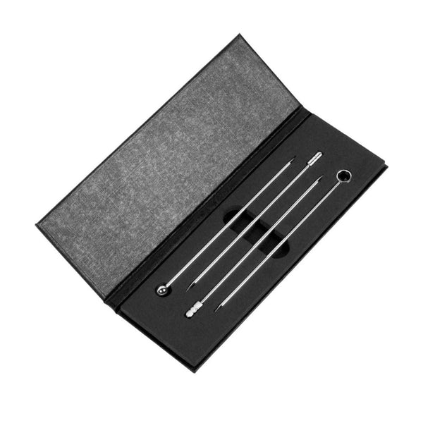 Cocktail pick set from 47 Ronin shown in its case on a white background