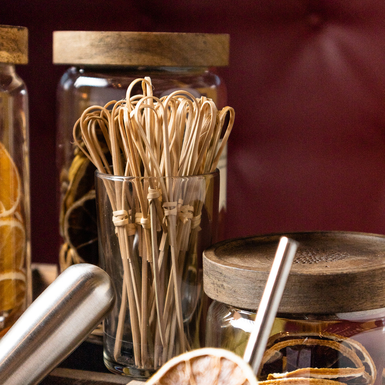 Bamboo Pick Looped Heart 120 mm, 100 pcs