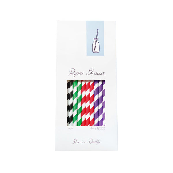 Paper Straw Mixed Colours Ø8 x 255 mm, 100 pcs