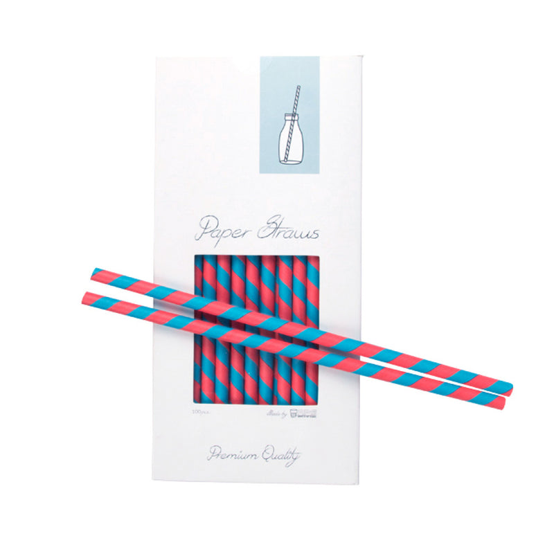 Paper Straw Red/Blue Ø 8 x 255 mm
