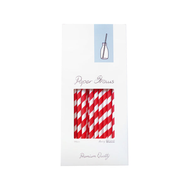 Paper Straw Red/White Ø 8 x 255 mm, 100 pcs