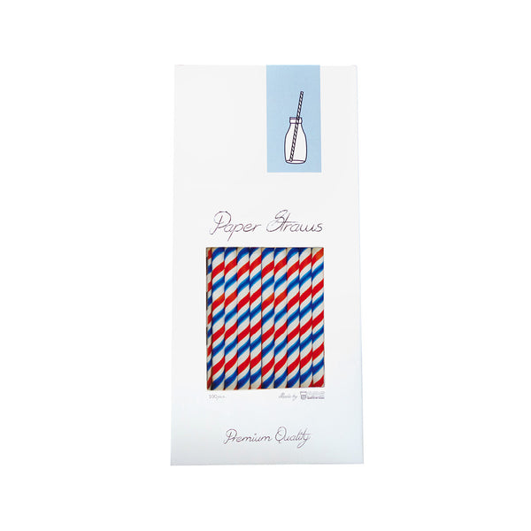 Paper Straw Red/White/Blue Ø 8 x 255 mm