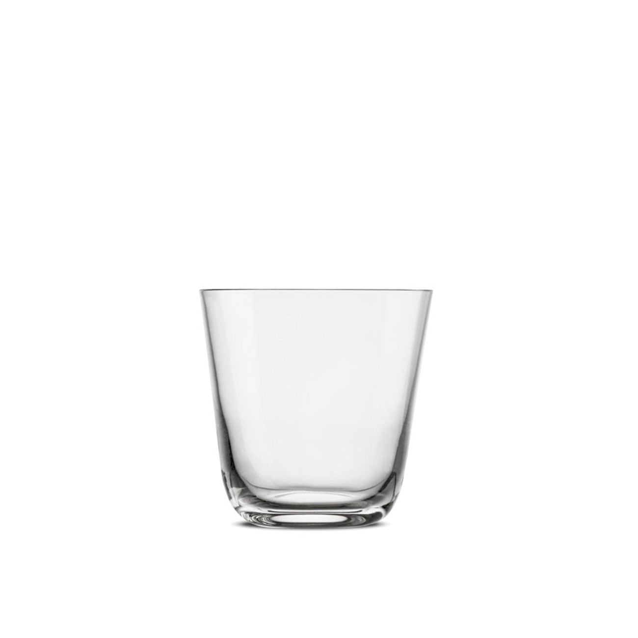 A clear glass for serving water or juice.
