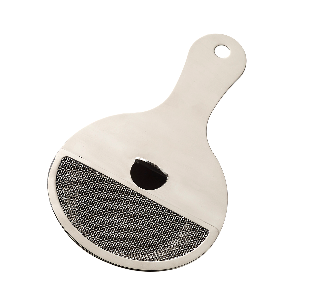 A silver stainless steel double strainer with a fine mesh.
